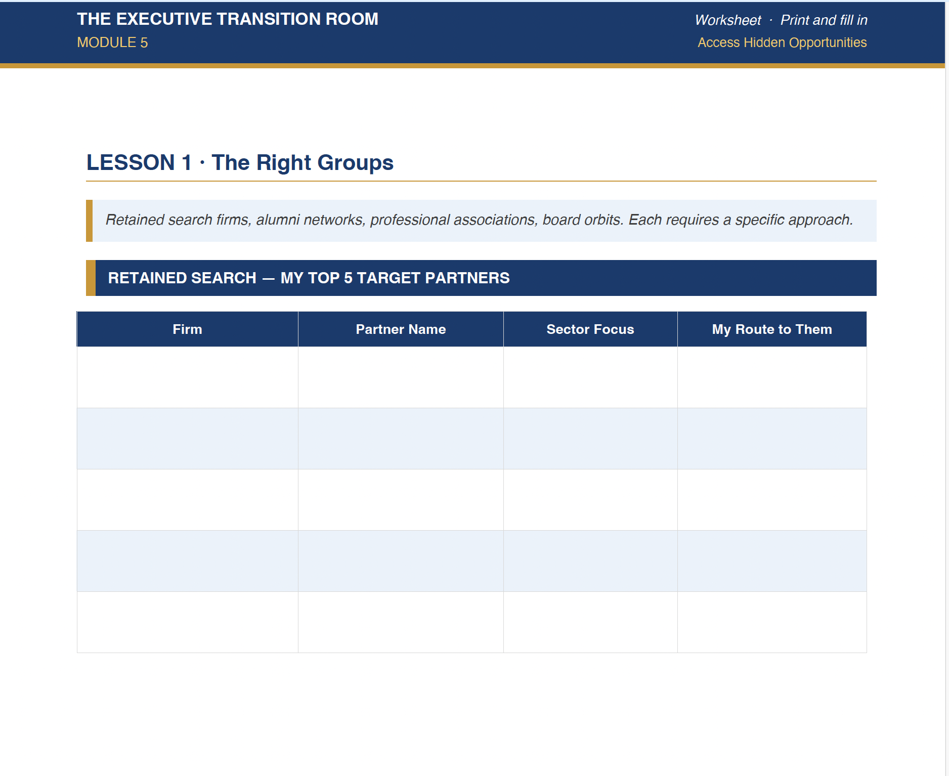 Sample worksheet — Module 5 Access Hidden Opportunities